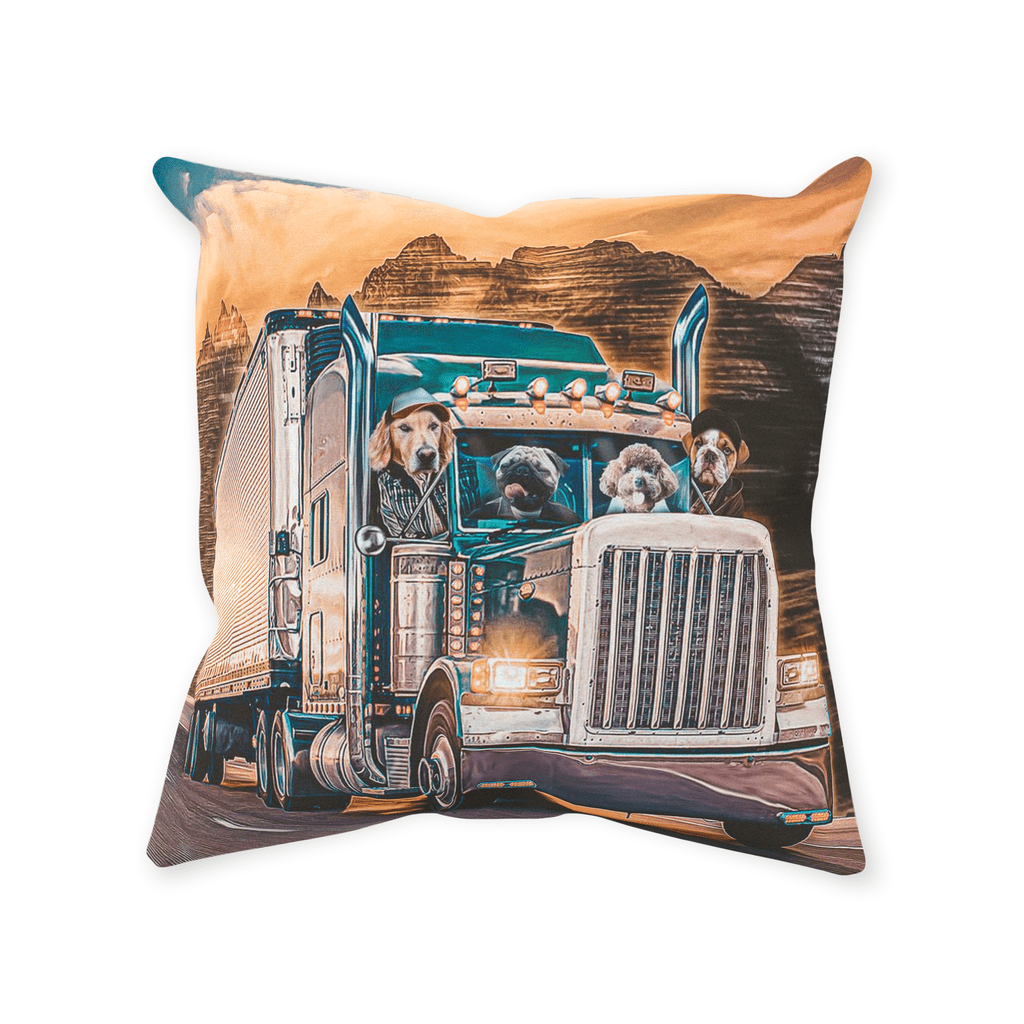 &#39;The Truckers&#39; Personalized 4 Pet Throw Pillow