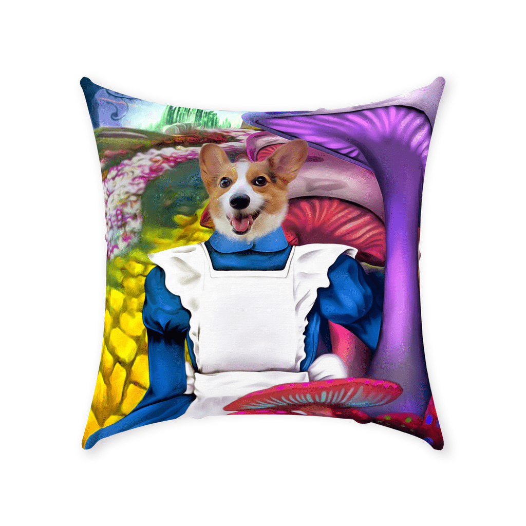 &#39;Alice in Doggoland&#39; Personalized Pet Throw Pillow