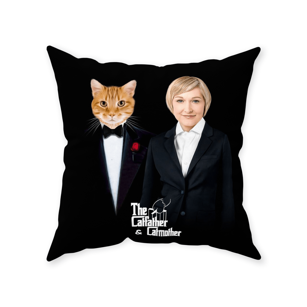 &#39;The Catfather &amp; Catmother&#39; Personalized Throw Pillow