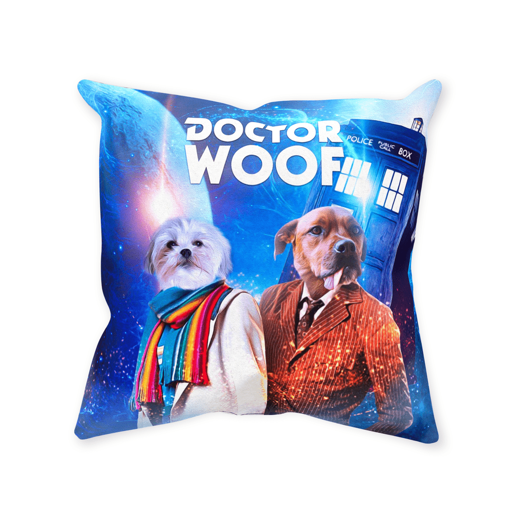 &#39;Dr. Woof&#39; Personalized 2 Pet Throw Pillow