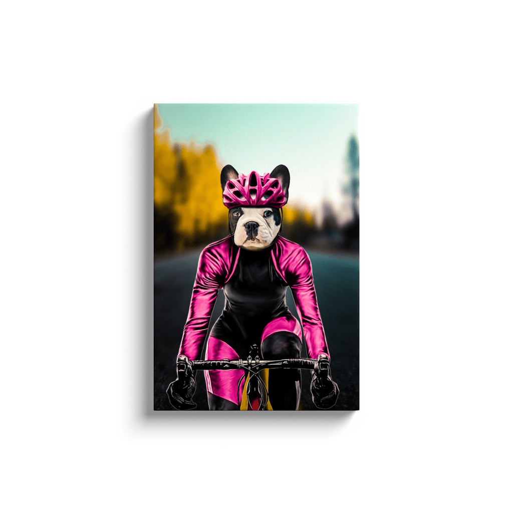 Lienzo personalizado para mascotas &#39;La ciclista femenina&#39;