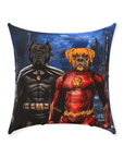 'Batdog & Flash Doggo' Personalized 2 Pet Throw Pillow