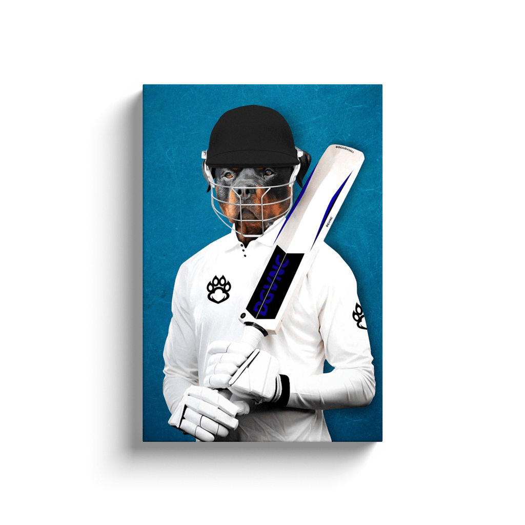 &#39;The Cricket Player&#39; Personalized Pet Canvas