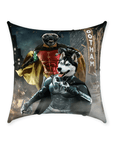 'Bat Dog & Robpaw' Personalized 2 Pet Throw Pillow