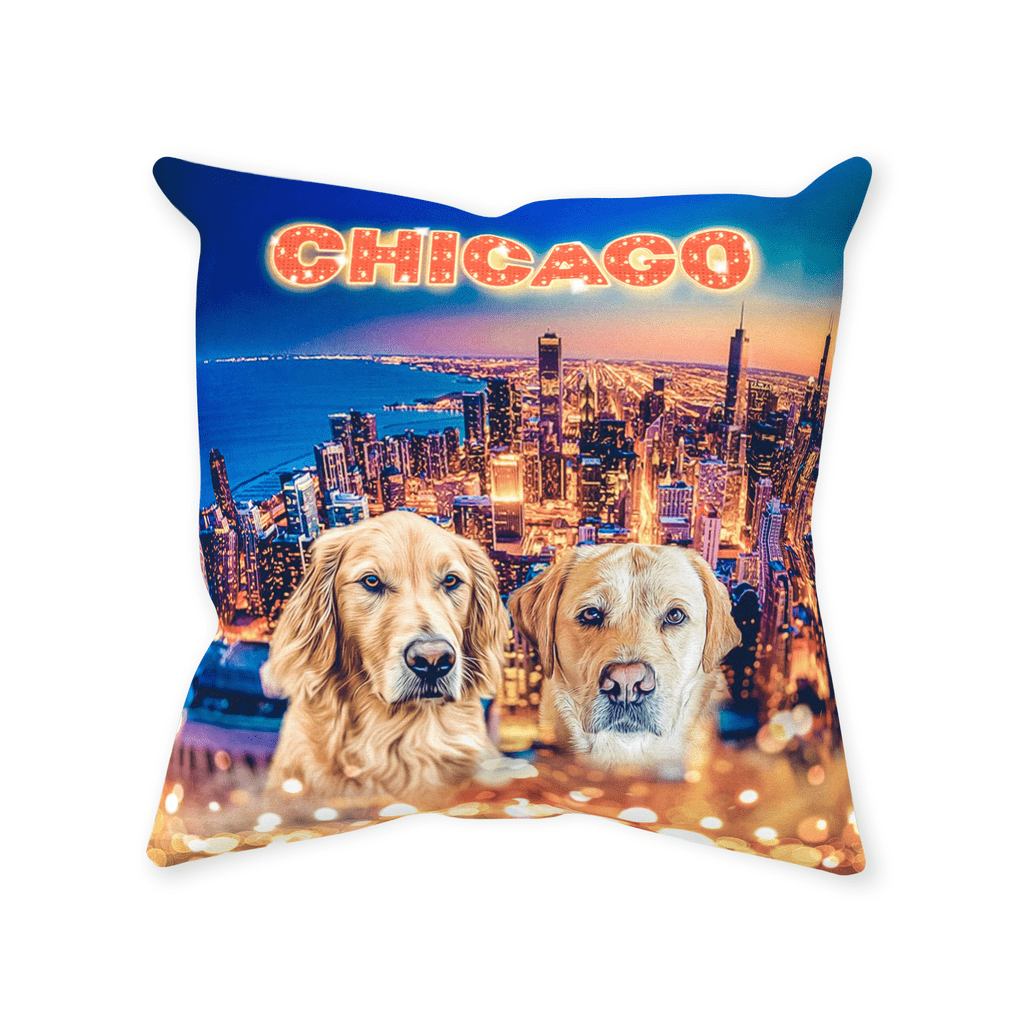 Cojín personalizado para 2 mascotas &#39;Doggos of Chicago&#39;