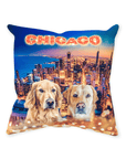 'Doggos of Chicago' Personalized 2 Pet Throw Pillow