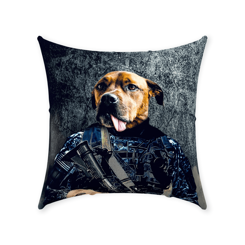 &#39;The Navy Veteran&#39; Personalized Pet Throw Pillow