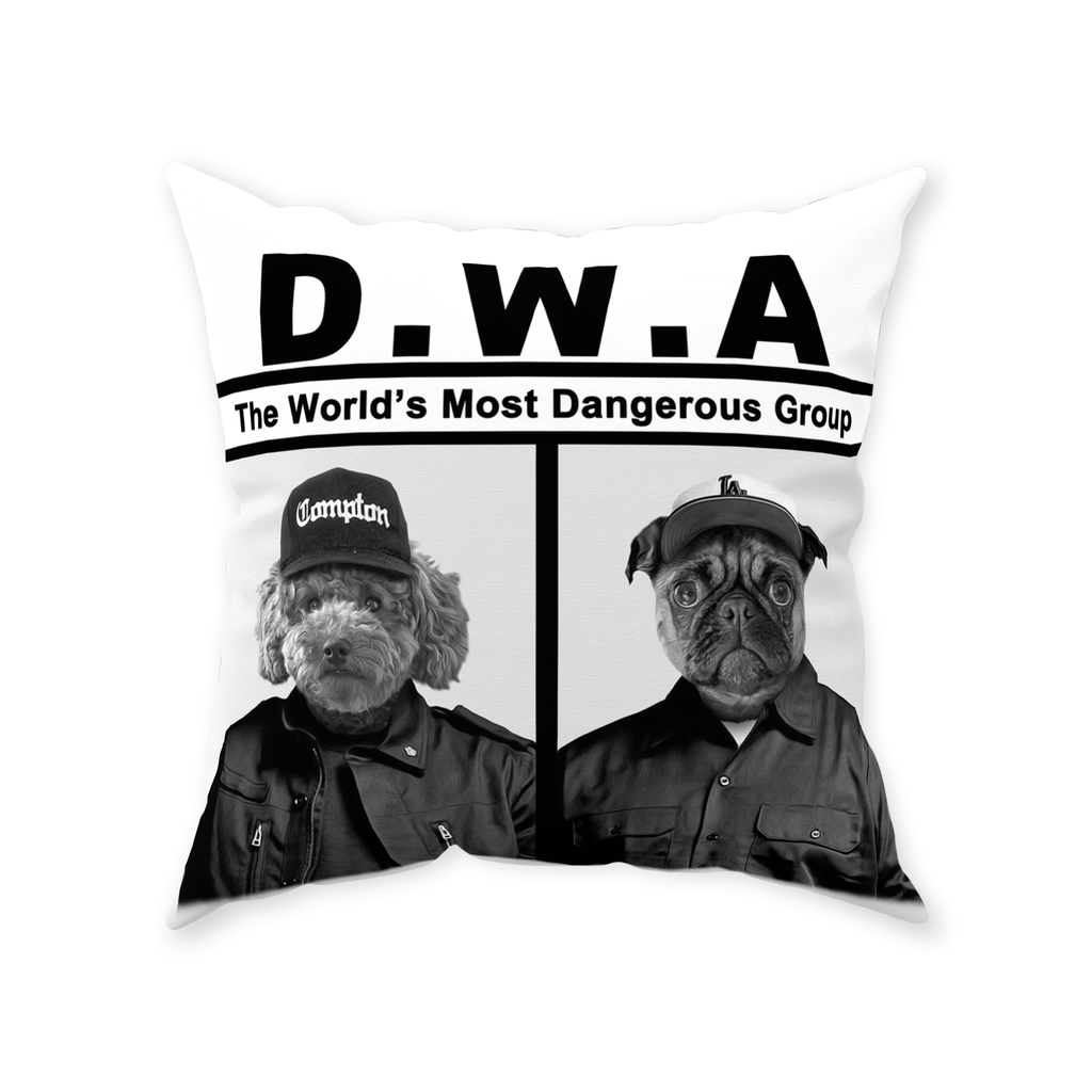 &#39;D.W.A (Doggos with Attitude)&#39; Personalized 2 Pet Throw Pillow