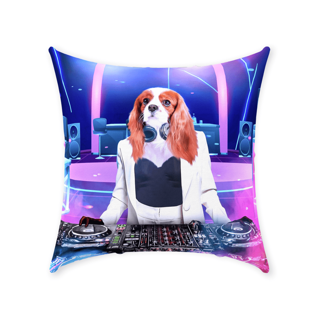 &#39;The Female DJ&#39; Personalized Pet Throw Pillow