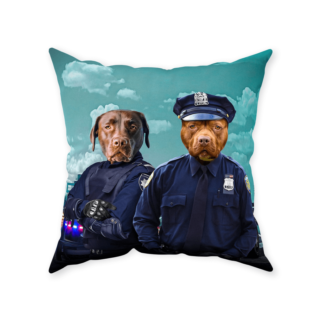 &#39;The Police Officers&#39; Personalized 2 Pet Throw Pillow