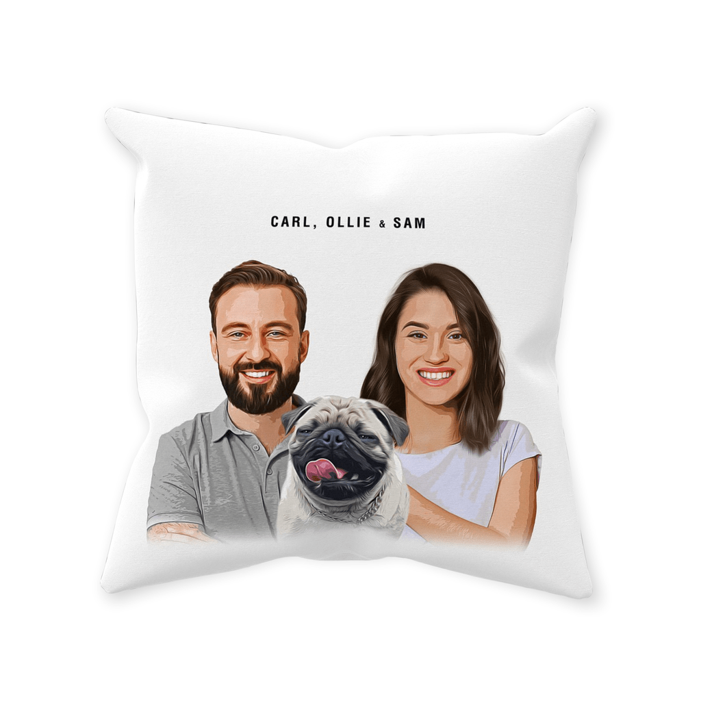 Personalized Modern Pet &amp; Humans Throw Pillow