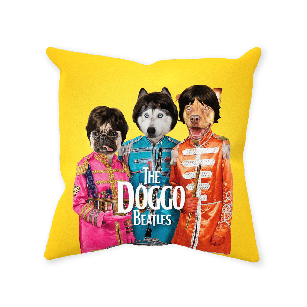 &#39;The Doggo Beatles&#39; Personalized 3 Pet Throw Pillow