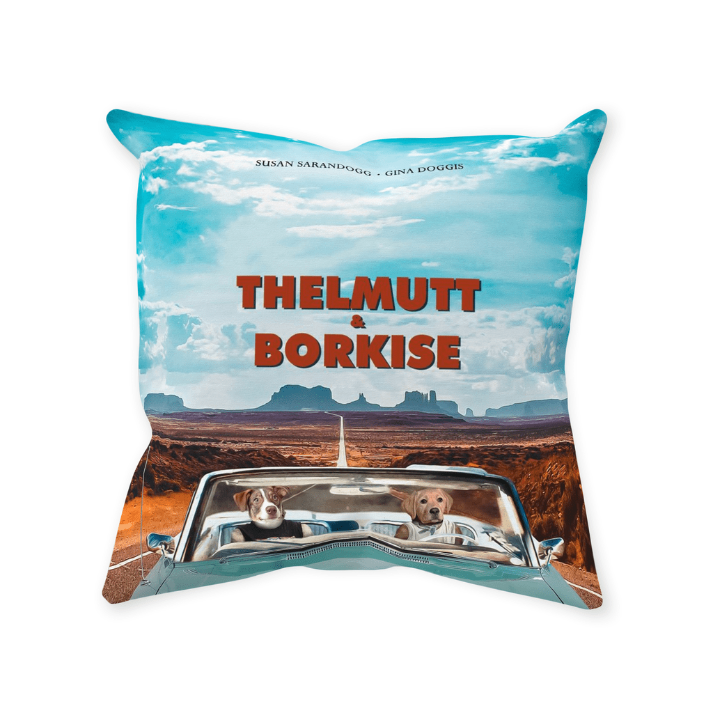 &#39;Thelmutt and Borkise&#39; Personalized 2 Pet Throw Pillow