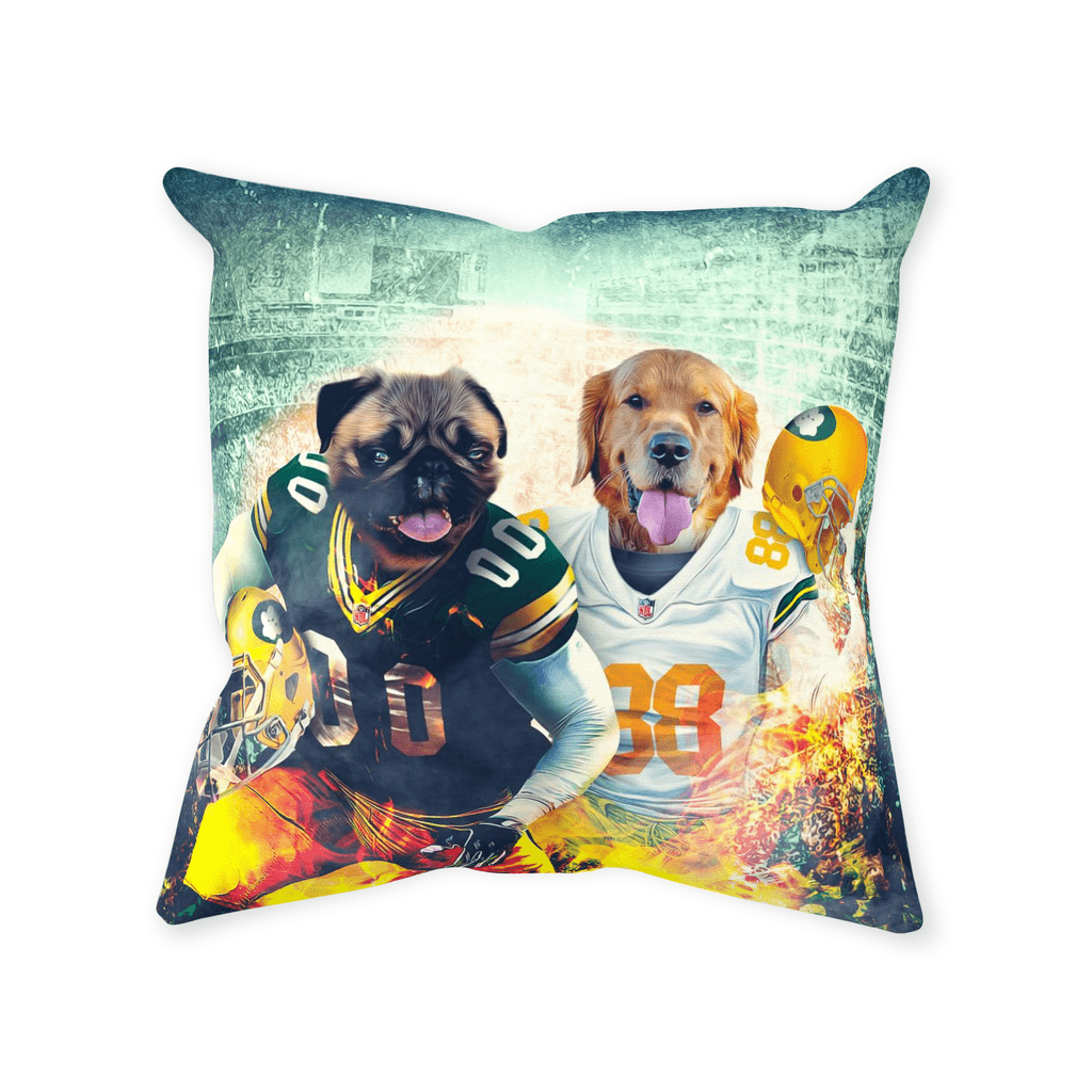 &#39;Green Bay Doggos&#39; Personalized 2 Pet Throw Pillow