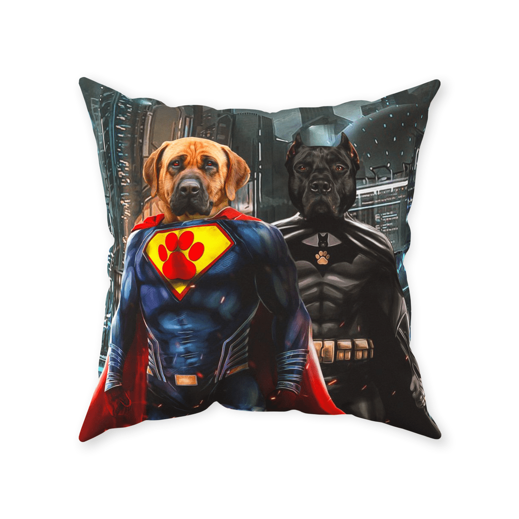 Cojín personalizado para 2 mascotas &#39;Superdog y Batdog&#39;