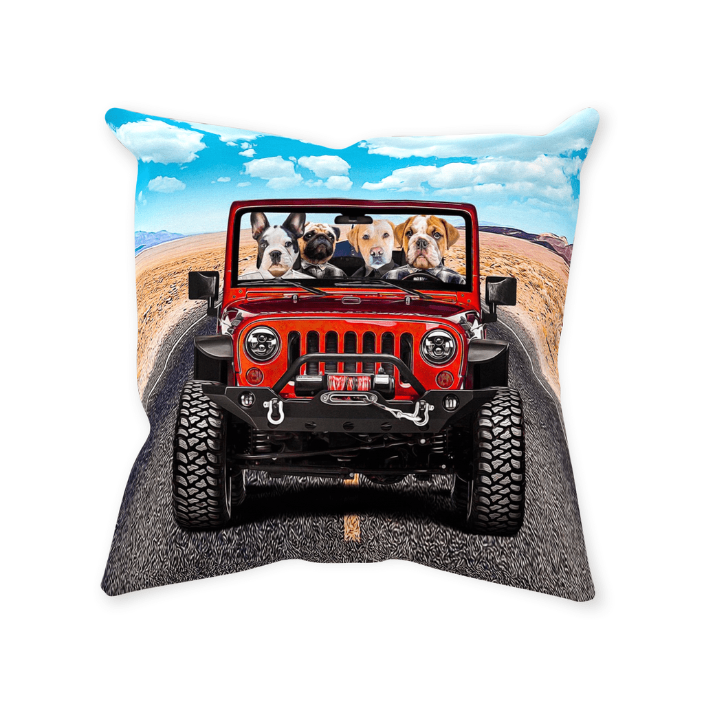 &#39;The Yeep Cruisers&#39; Personalized 4 Pet Throw Pillow