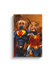 Lienzo personalizado para 2 mascotas 'Superdog &amp; Wonder Doggette'