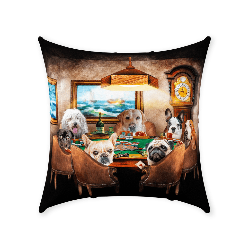 &#39;The Poker Players&#39; Personalized 7 Pet Throw Pillow