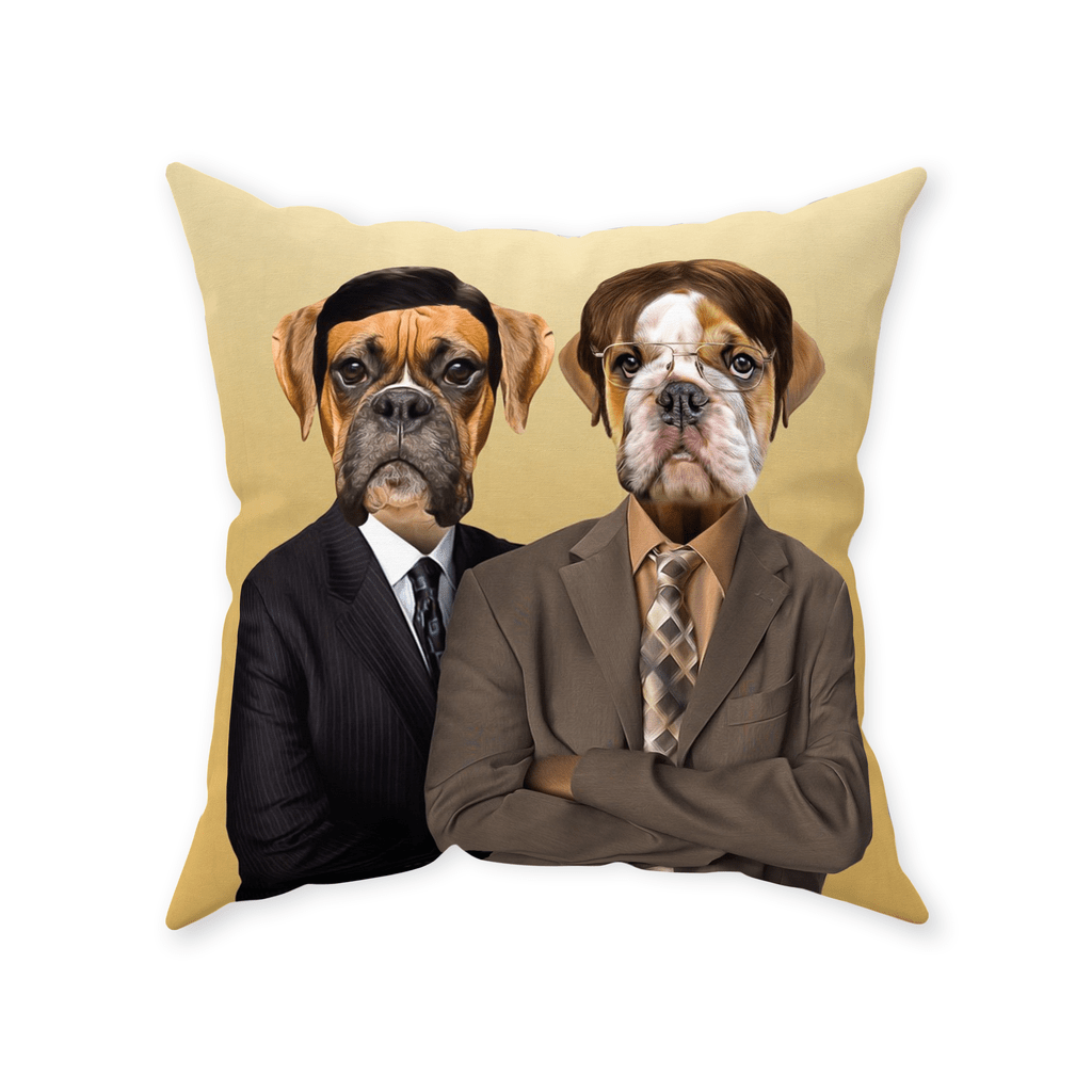 &#39;The Woofice&#39; Personalized 2 Pet Throw Pillow