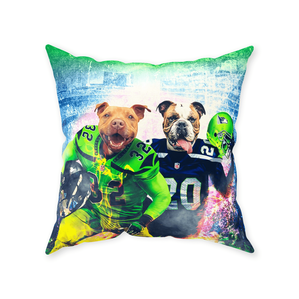 &#39;Seattle Doggos&#39; Personalized 2 Pet Throw Pillow