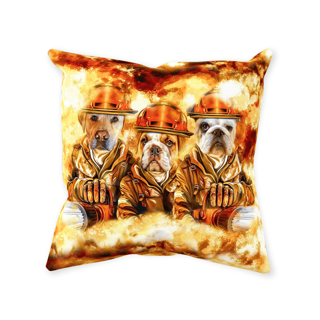 &#39;The Firefighters&#39; Personalized 3 Pet Throw Pillow