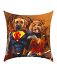 Cojín personalizado para 2 mascotas 'Superdog &amp; Wonder Doggette'