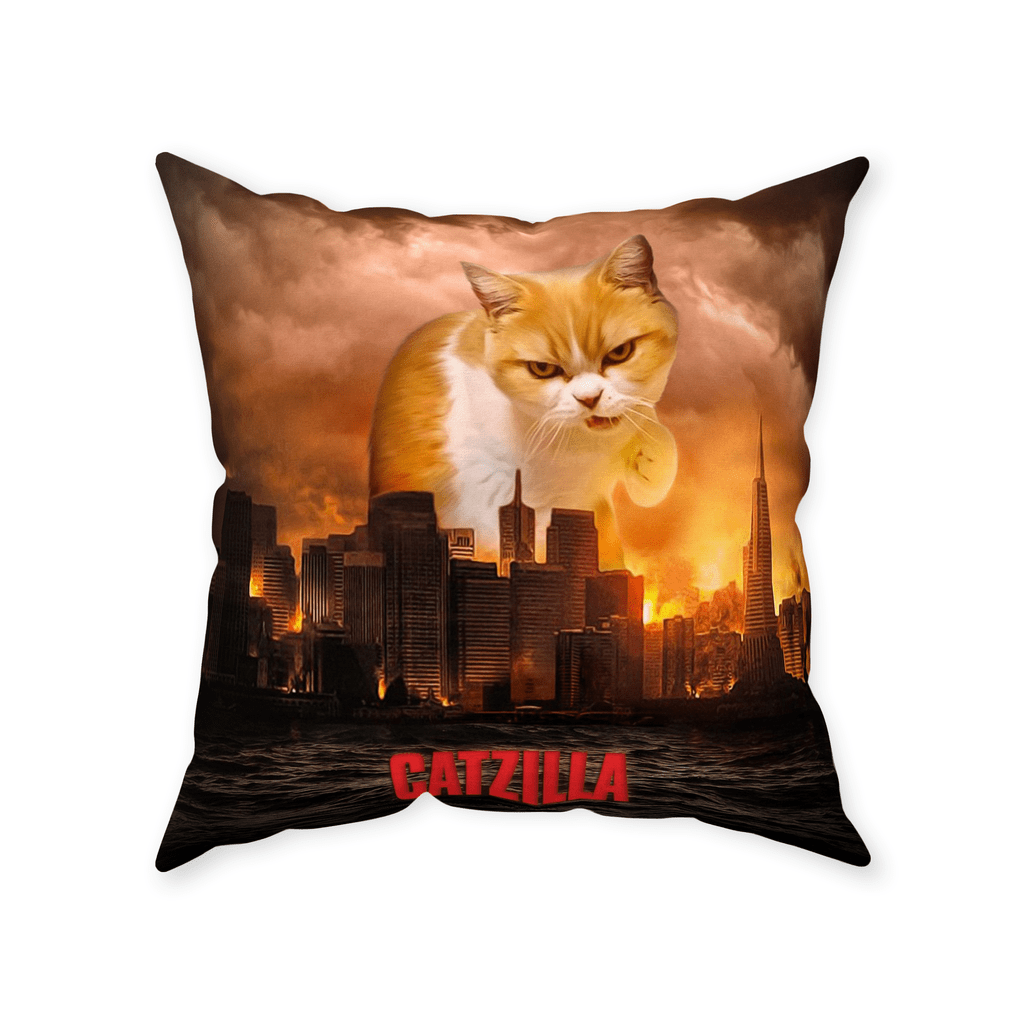 &#39;Catzilla&#39; Personalized Pet Throw Pillow
