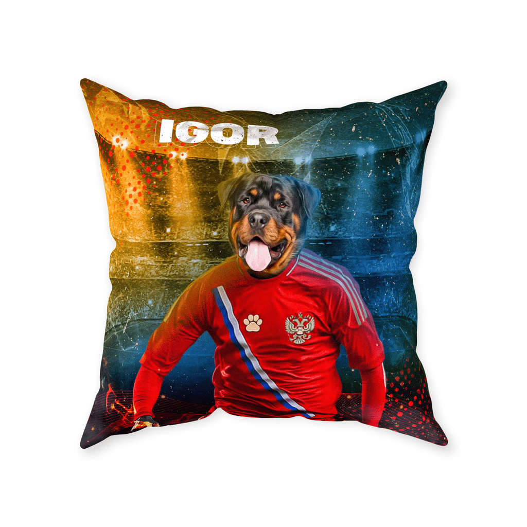 &#39;Russia Doggos Euro Football&#39; Personalized Pet Throw Pillow