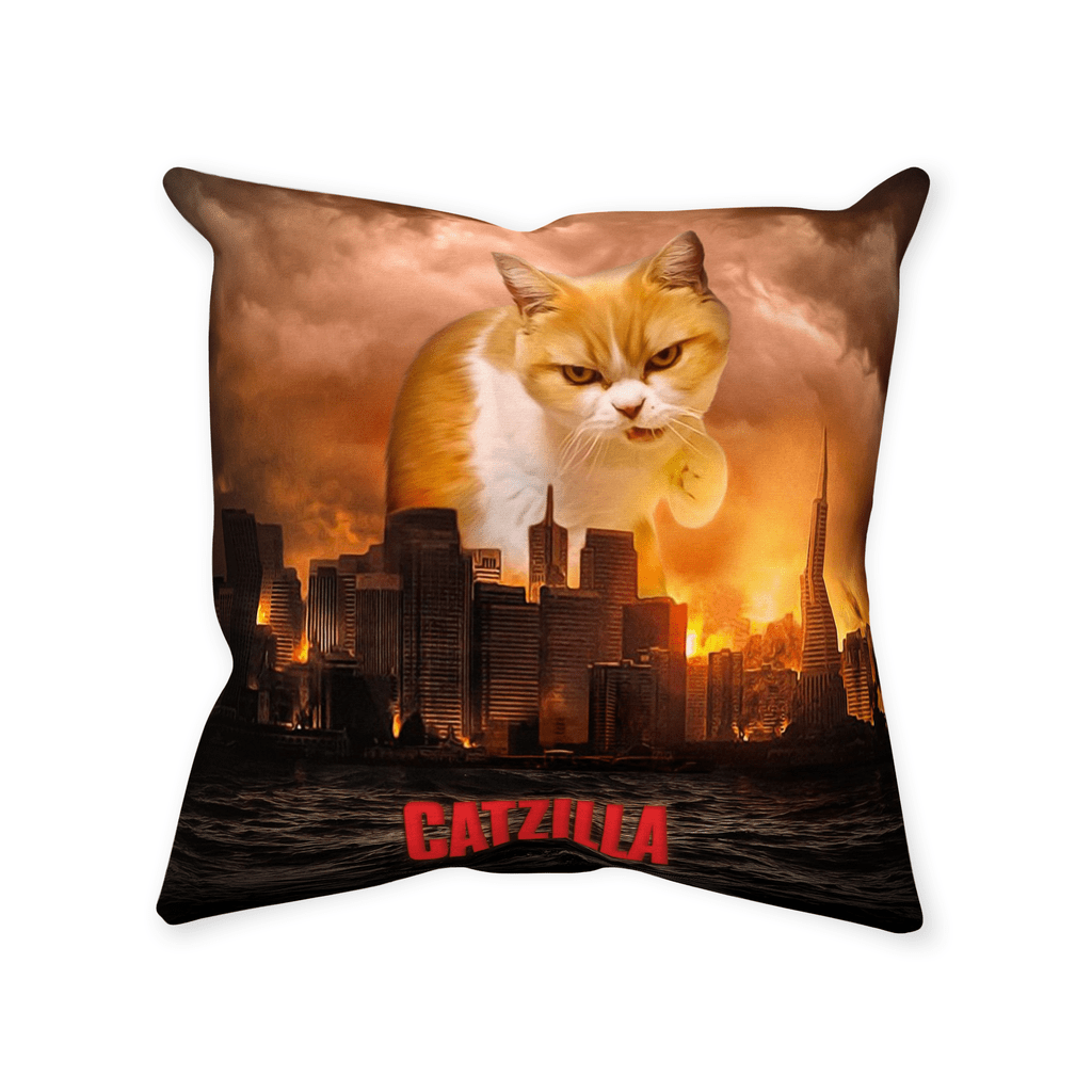 &#39;Catzilla&#39; Personalized Pet Throw Pillow