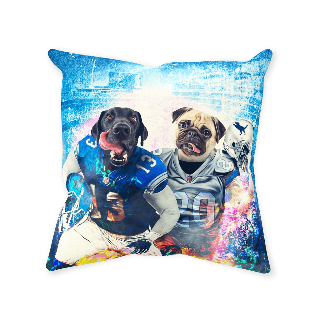 &#39;Detroit Doggos&#39; Personalized 2 Pet Throw Pillow