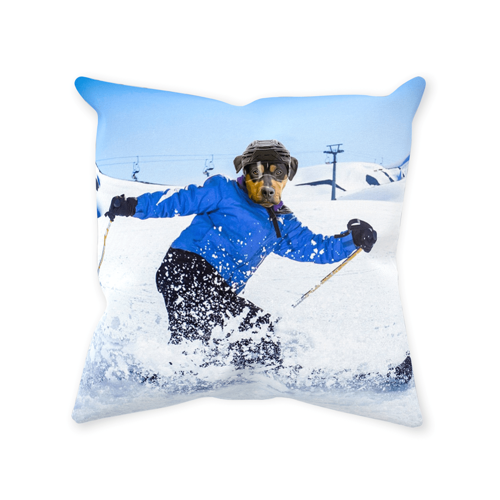 &#39;The Skier&#39; Personalized Pet Throw Pillow