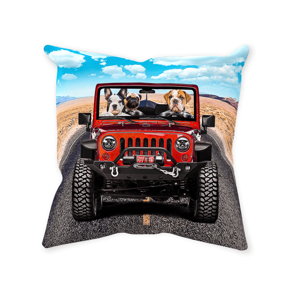 &#39;The Yeep Cruisers&#39; Personalized 3 Pet Throw Pillow