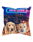 'Doggos of New York' Personalized 2 Pet Throw Pillow