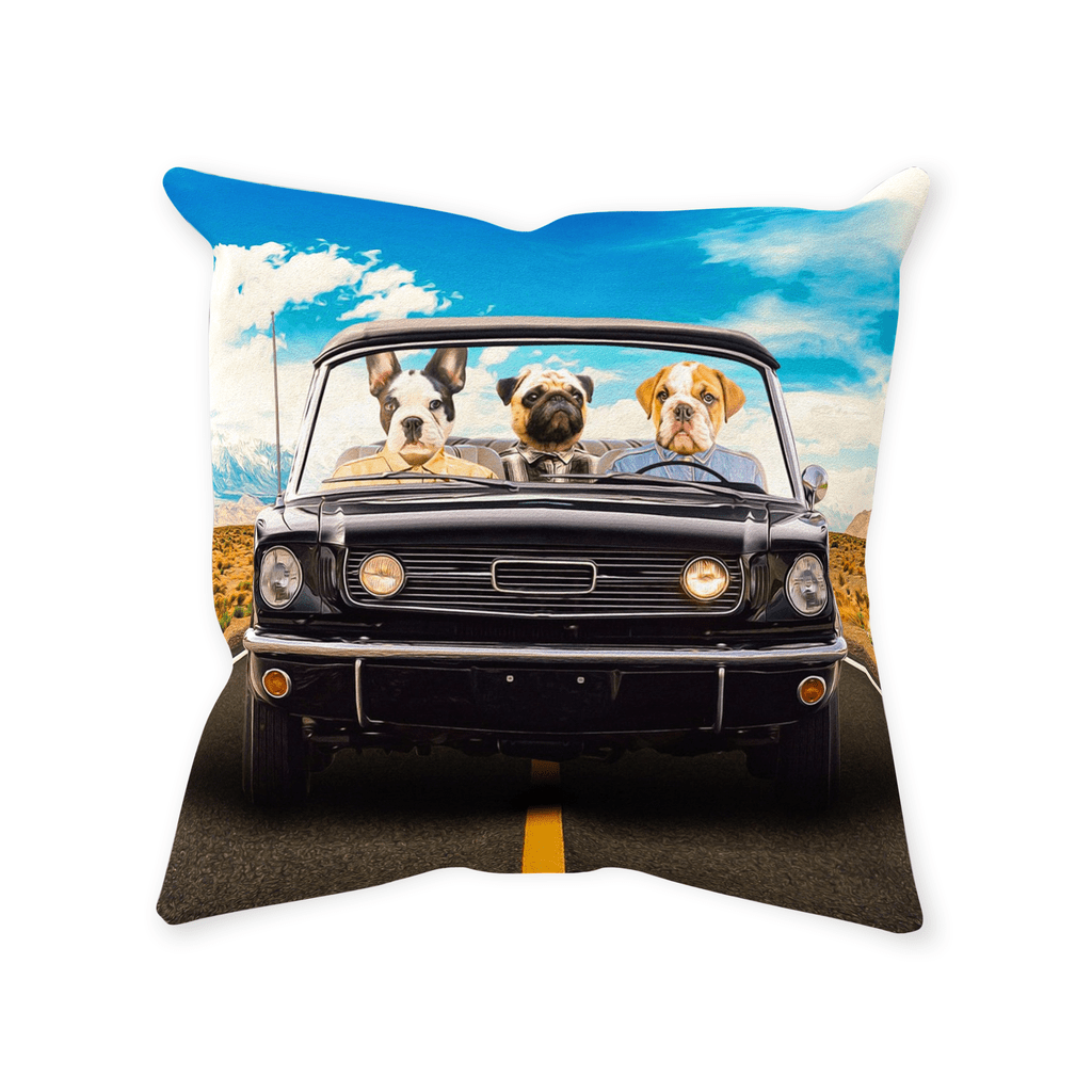 &#39;The Classic Woofstang&#39; Personalized 3 Pet Throw Pillow