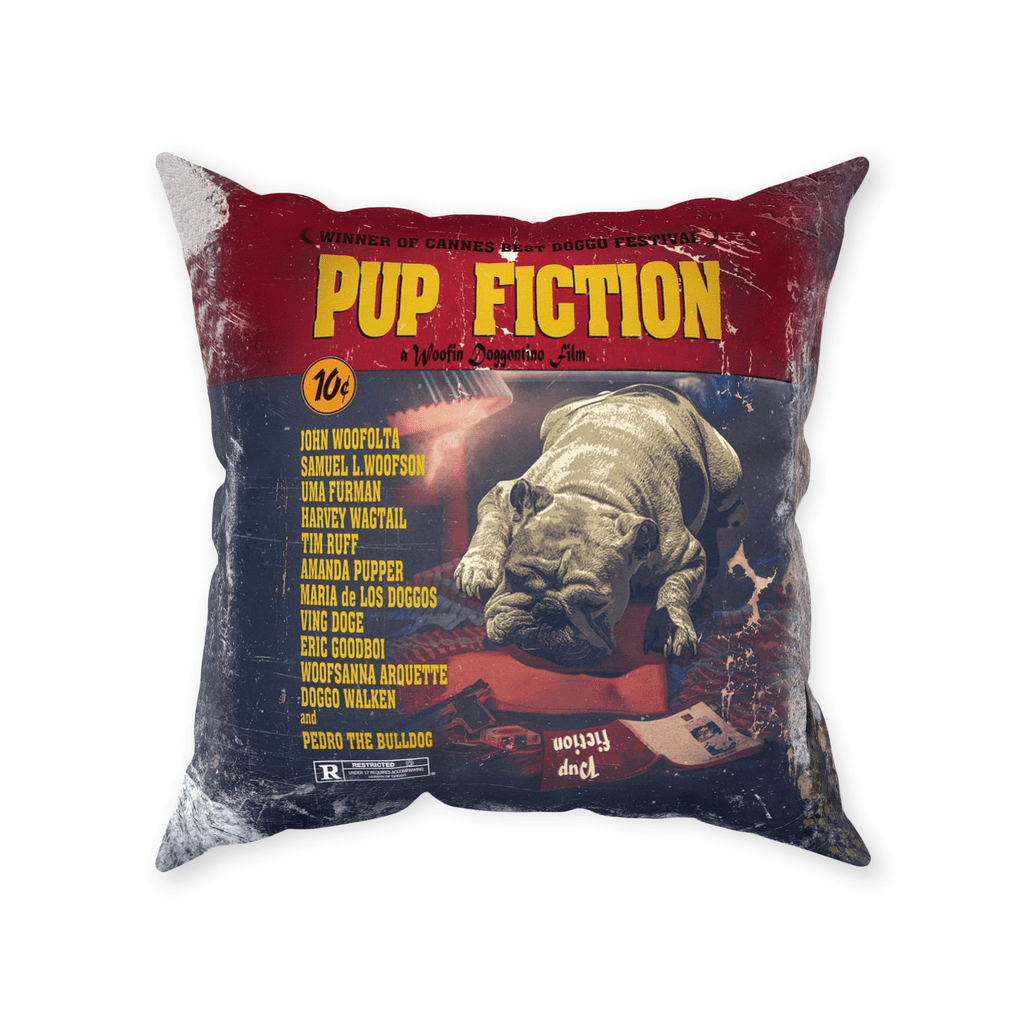 &#39;Pup Fiction&#39; Personalized Pet Throw Pillow