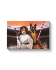 Lienzo personalizado para 2 mascotas 'Princesa Leidown y Jedi-Doggo'