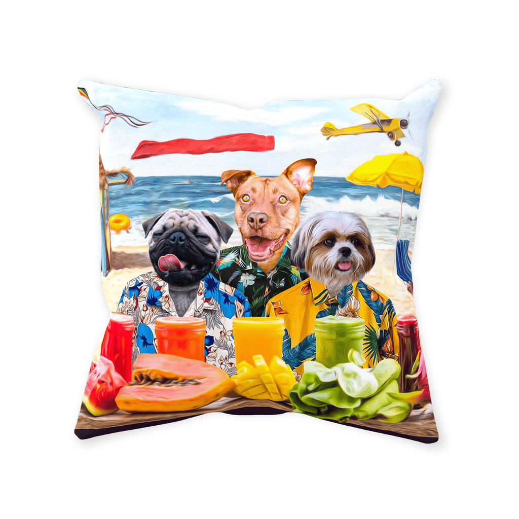 &#39;The Beach Dogs&#39; Personalized 3 Pet Throw Pillow