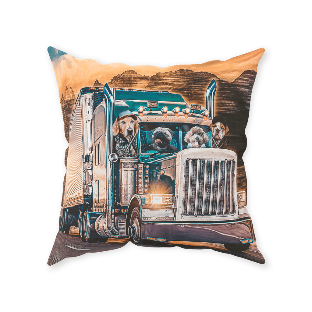 &#39;The Truckers&#39; Personalized 4 Pet Throw Pillow