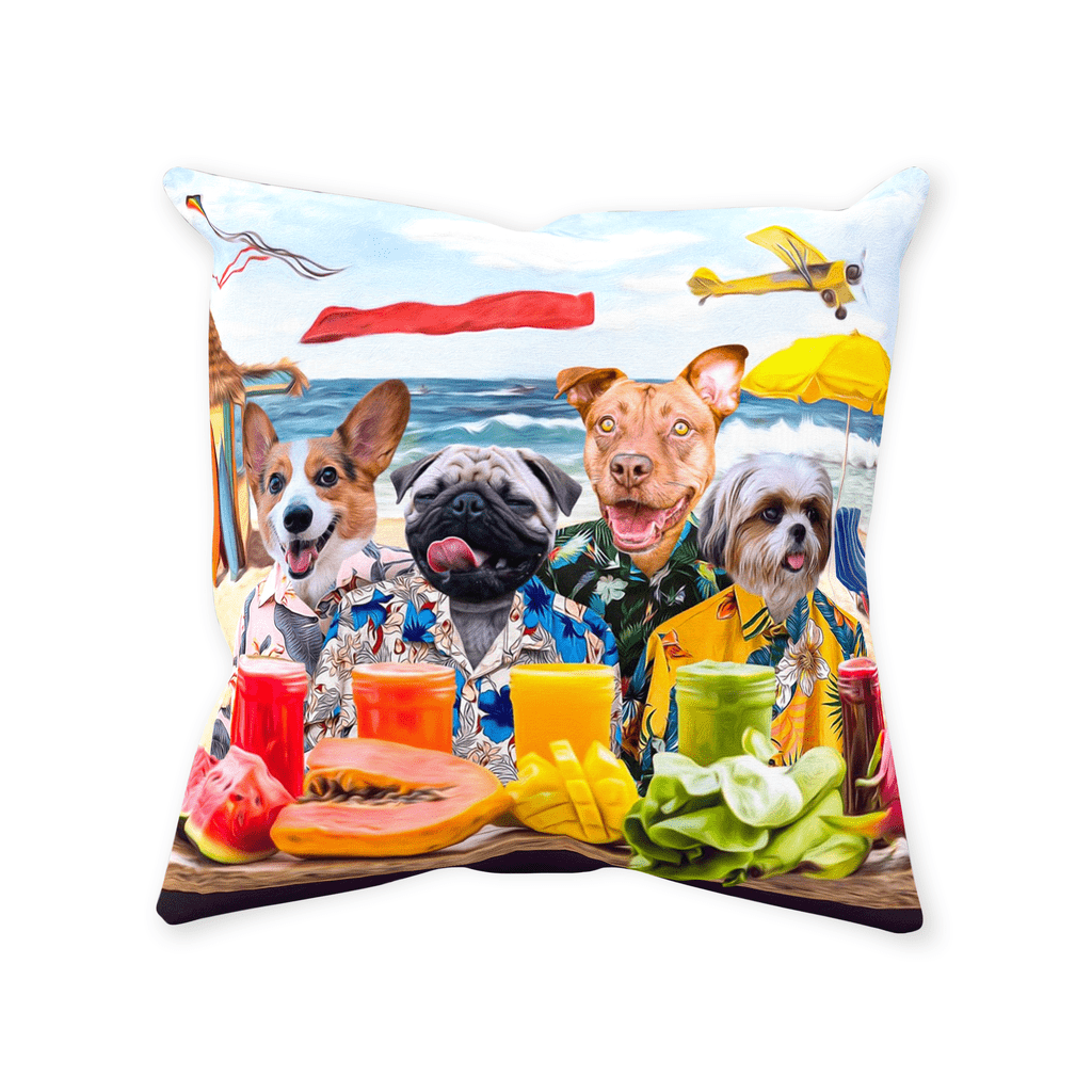 &#39;The Beach Dogs&#39; Personalized 4 Pet Throw Pillow