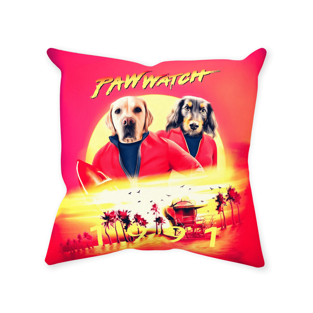 &#39;Paw Watch 1991&#39; Personalized 2 Pet Throw Pillow