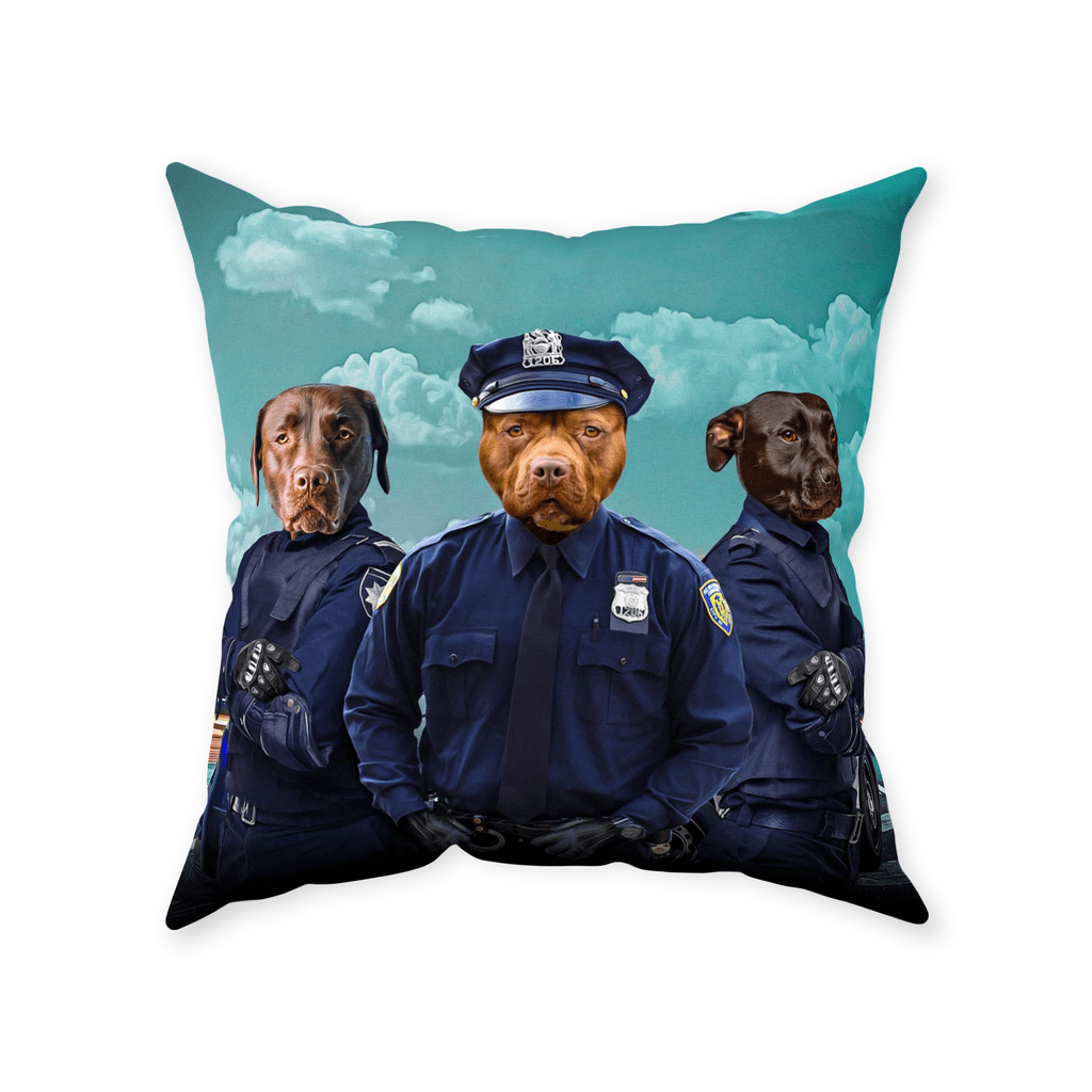 &#39;The Police Officers&#39; Personalized 3 Pet Throw Pillow
