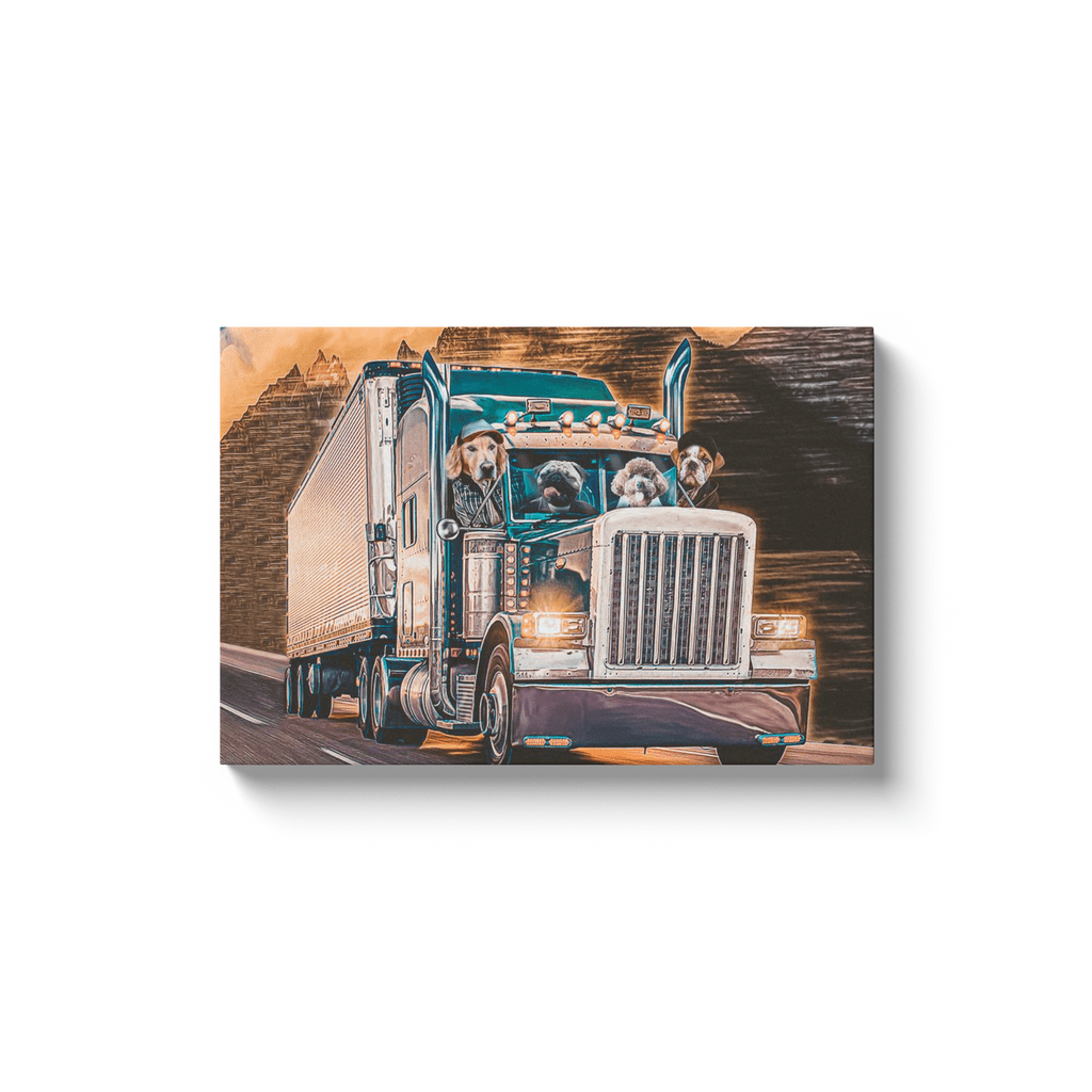 &#39;The Truckers&#39; Personalized 4 Pet Canvas