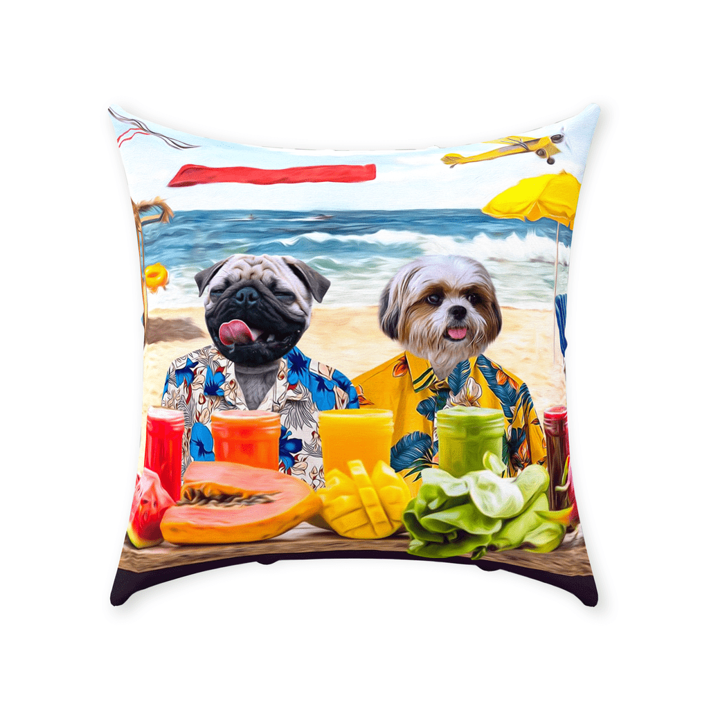 Cojín personalizado para 2 mascotas &#39;The Beach Dogs&#39;