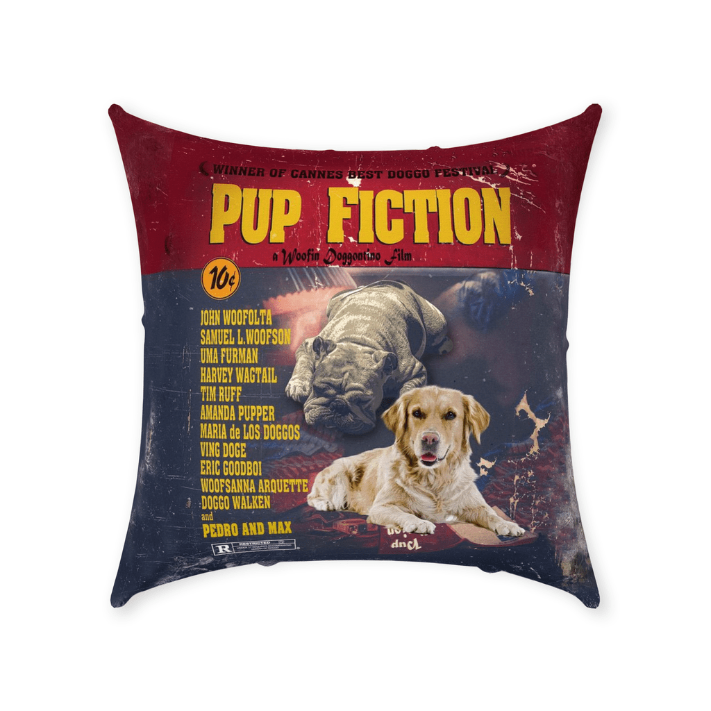 &#39;Pup Fiction&#39; Personalized 2 Pet Throw Pillow