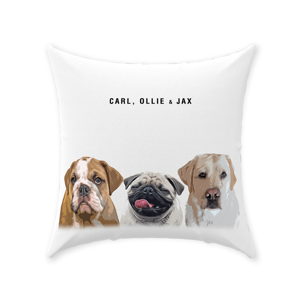Personalized Modern 3 Pet Throw Pillow