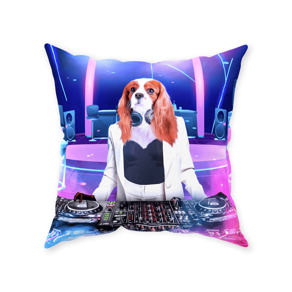 &#39;The Female DJ&#39; Personalized Pet Throw Pillow