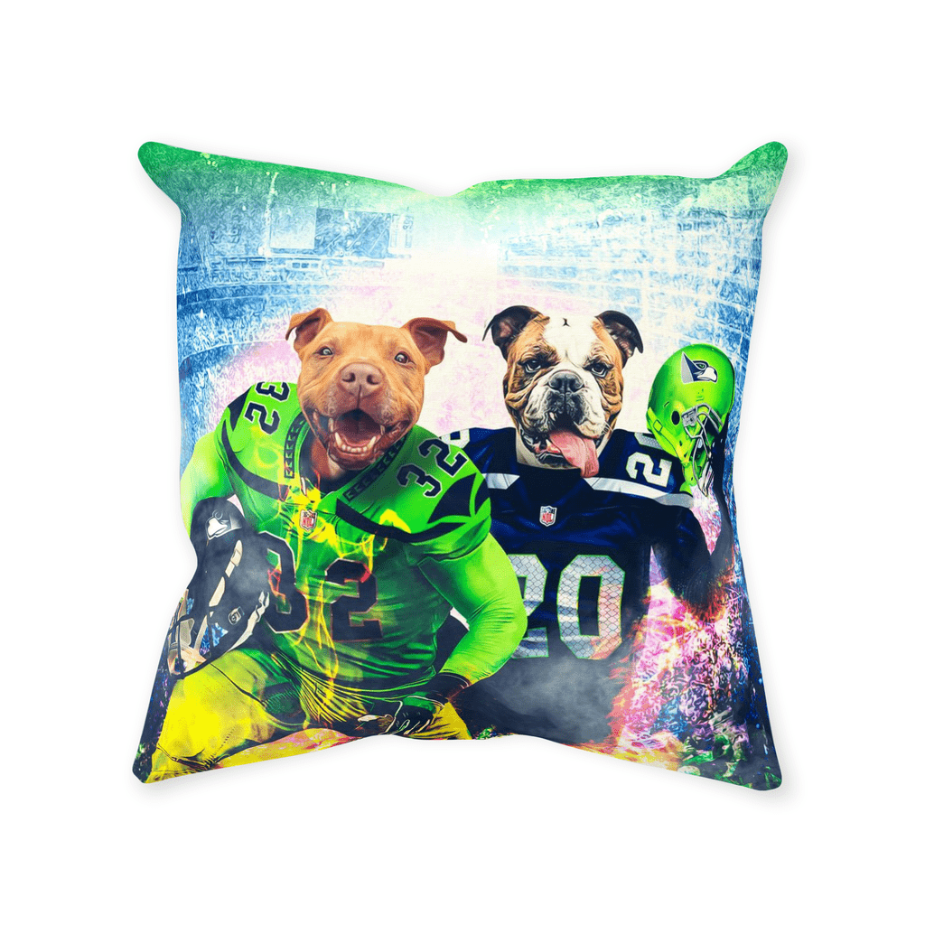 &#39;Seattle Doggos&#39; Personalized 2 Pet Throw Pillow