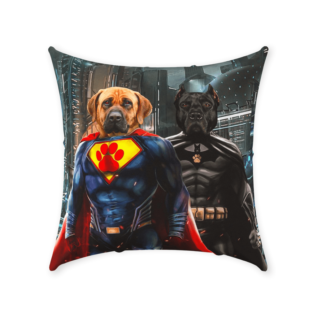 Cojín personalizado para 2 mascotas &#39;Superdog y Batdog&#39;