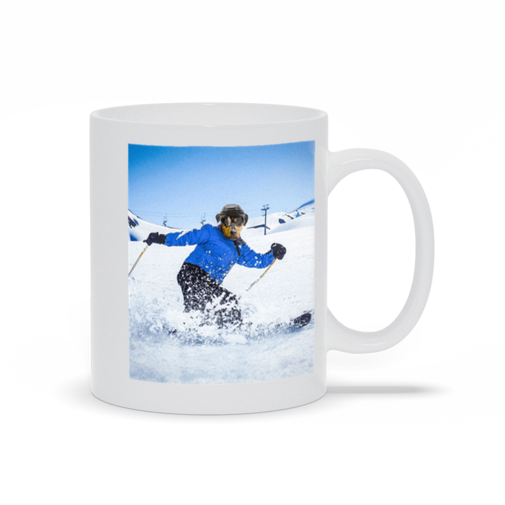 &#39;The Skier&#39; Custom Pet Mug
