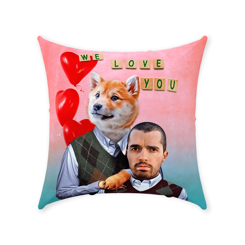 &#39;Step Doggo &amp; Human Valentines Edition&#39; Personalized Throw Pillow